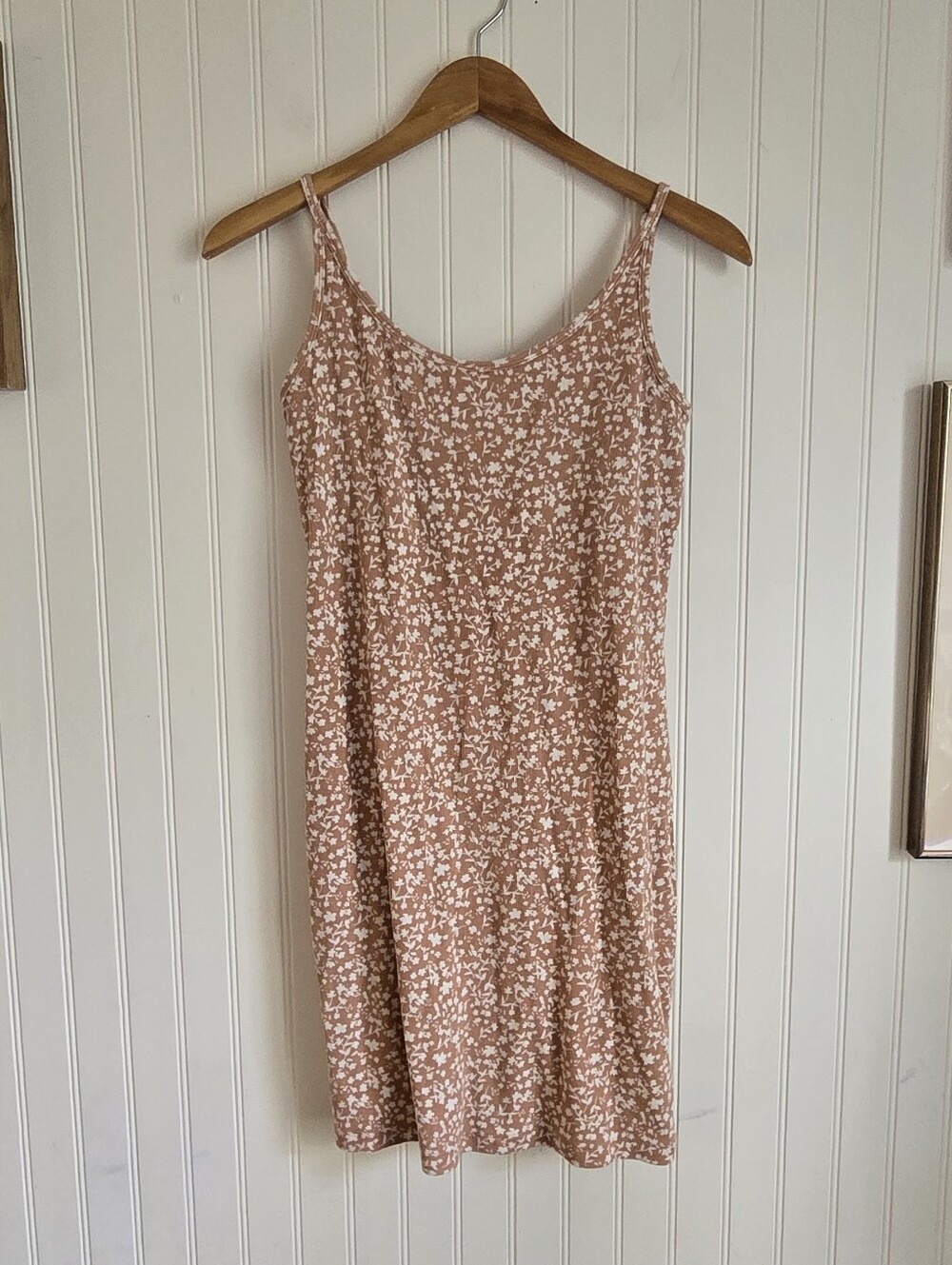 Old Navy Tank Mini Dress Built In Bra Dusty Rose Floral Stretchy